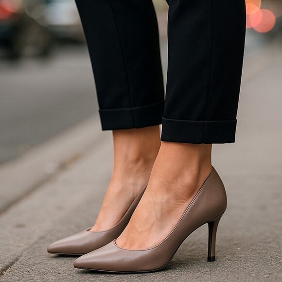 DOLLHOUSE Smoke Gray Pumps 7.5 Vegan Leather Pointy Toe Snobby Stilettos - Picture 16 of 16